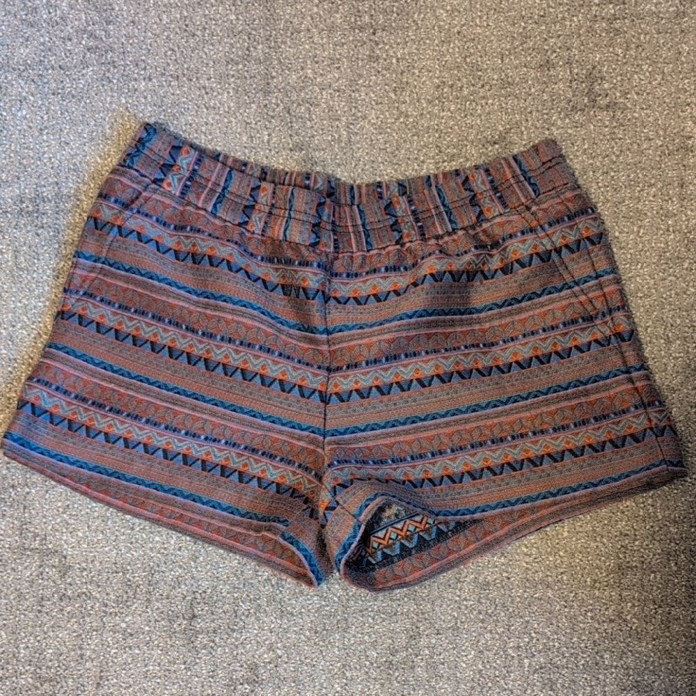 J. Crew Aztec Jacquard Boardwalk Multicolor Pull On Shorts Size 8